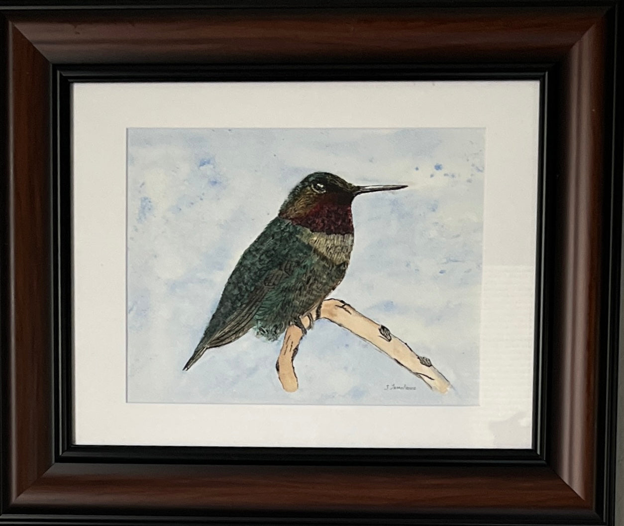 Original Watercolor and Ink “Hummingbird”