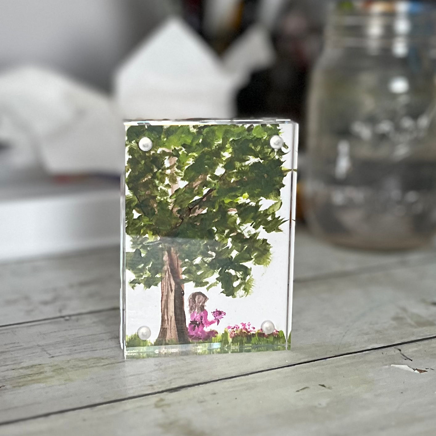 Beauty In All Things Original ACEO Painting In Magnetic Acrylic Frame