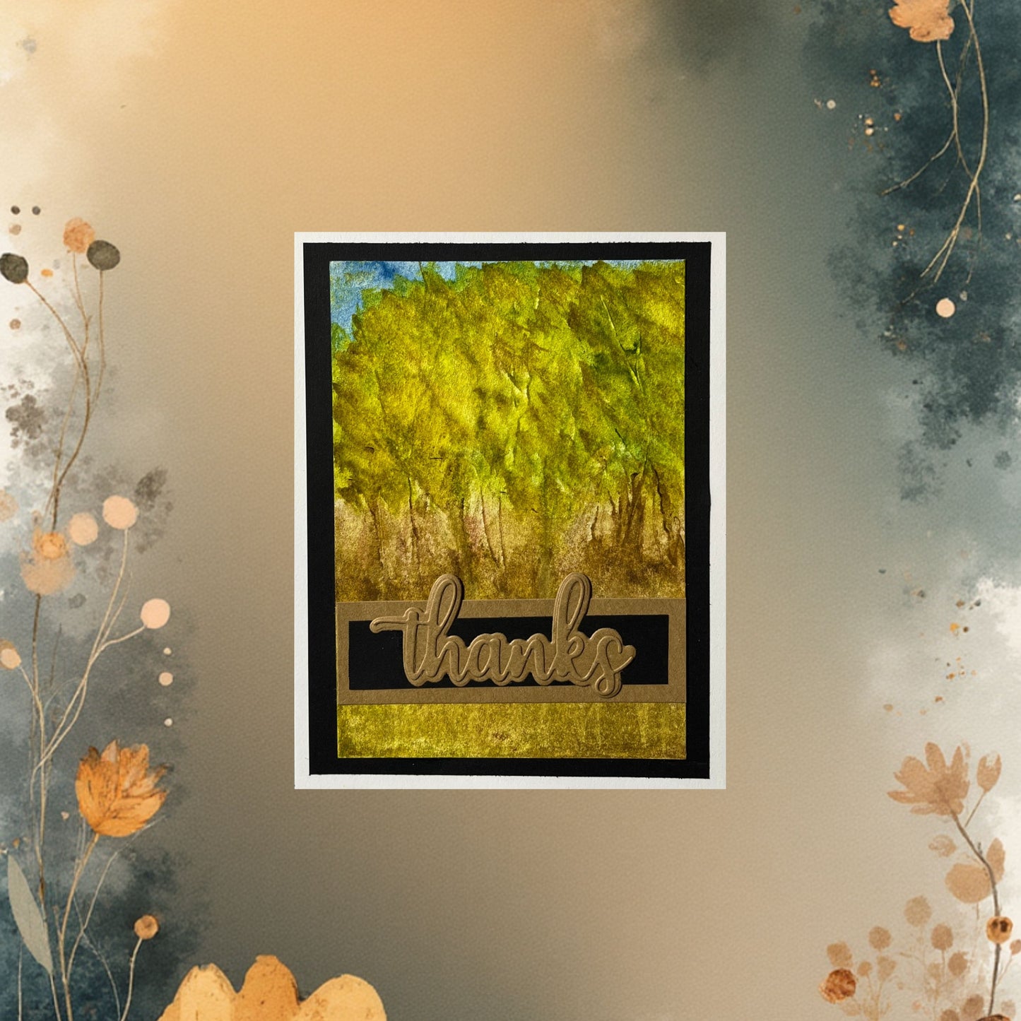 “Thanks” Greeting Card with Original Watercolor