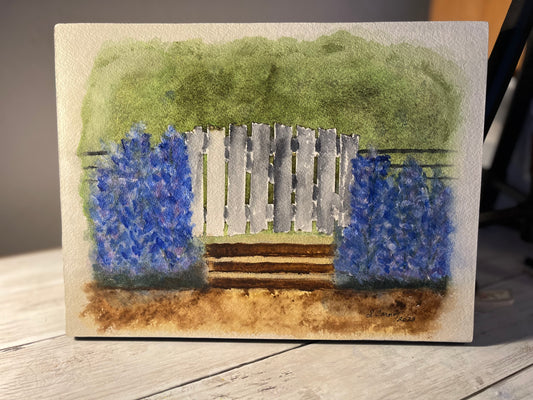 Original Watercolor Titled Garden Gate