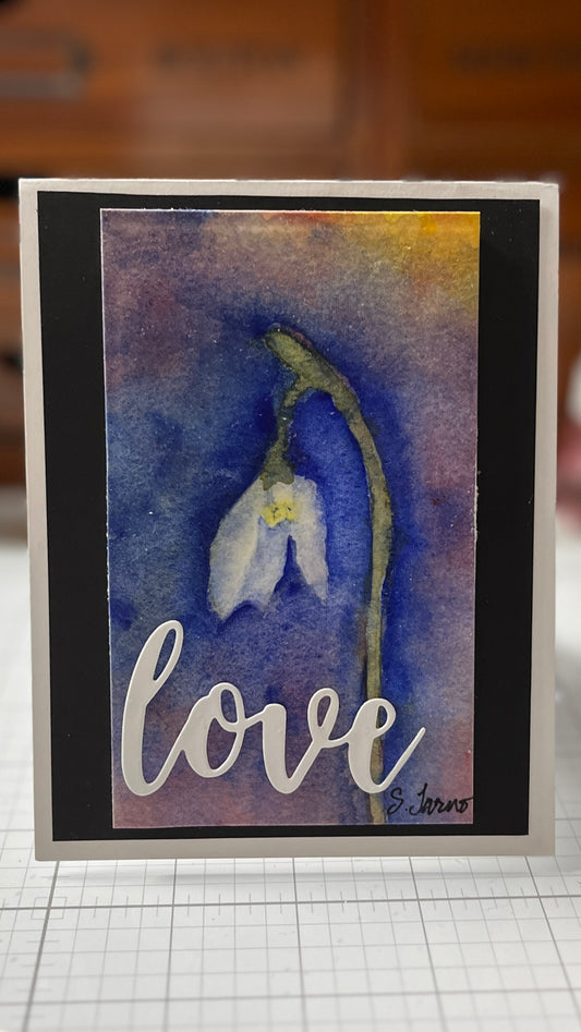 Snowdrop Floral Watercolor Greeting Card