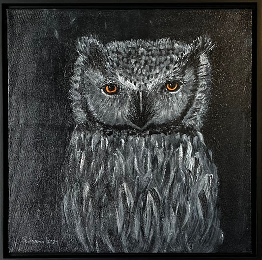 Original Acrylic Painting on Canvas Titled “Owl In The Night”