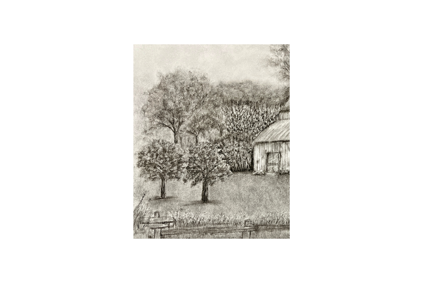 Quiet on the Ridge Original Charcoal Drawing