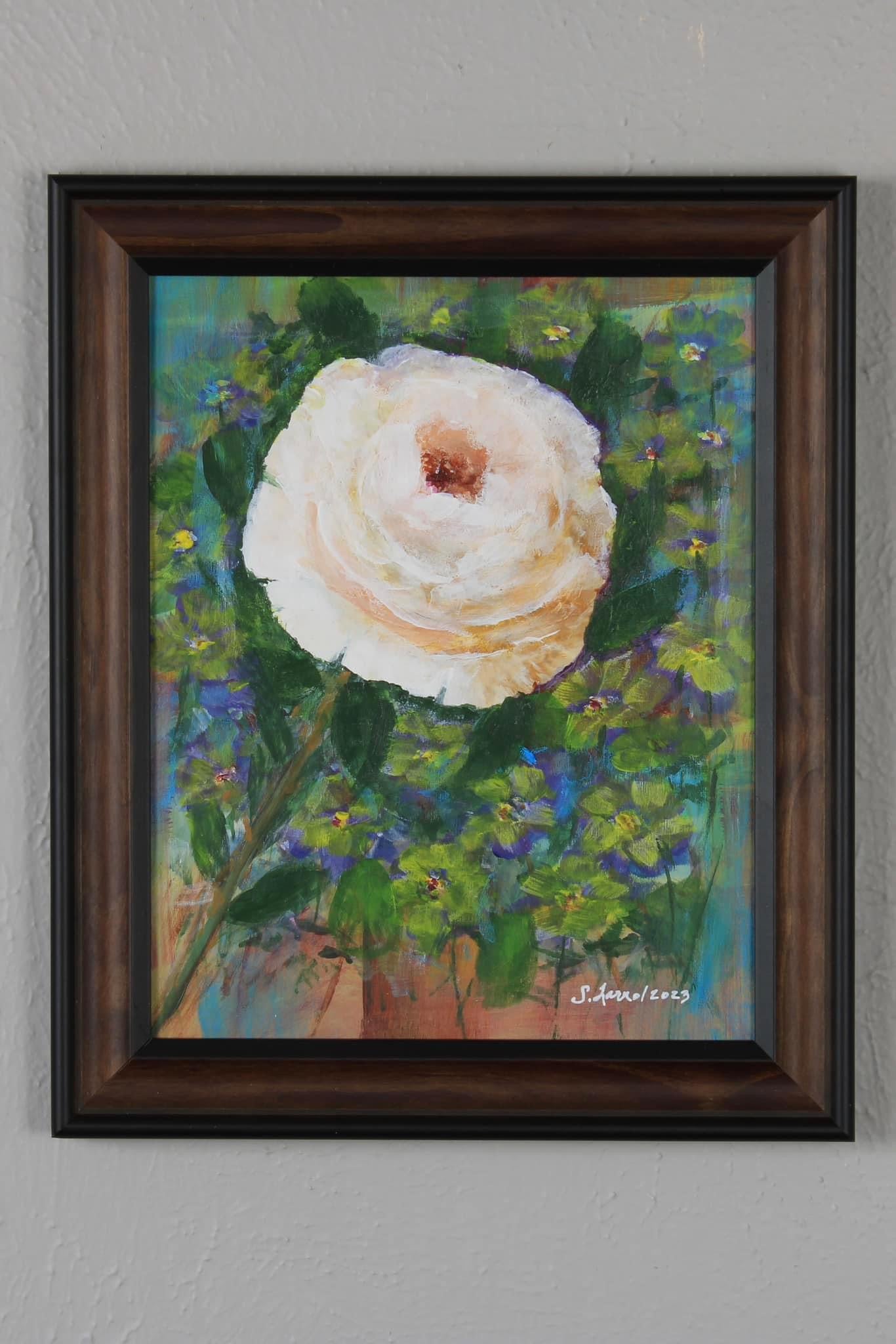 Original Acrylic “Rose and Wildflowers”