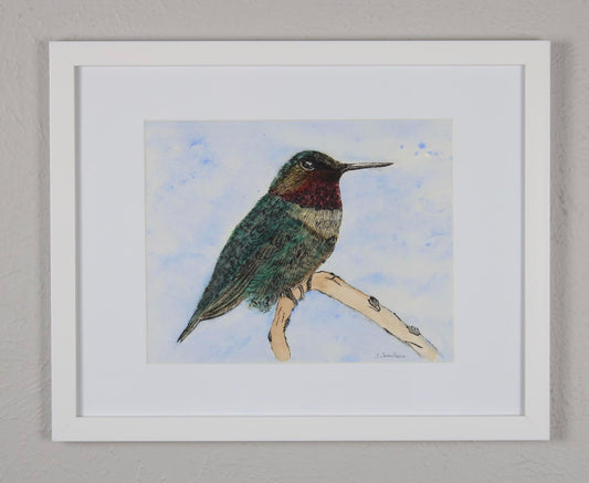 Original Watercolor and Ink “Hummingbird”