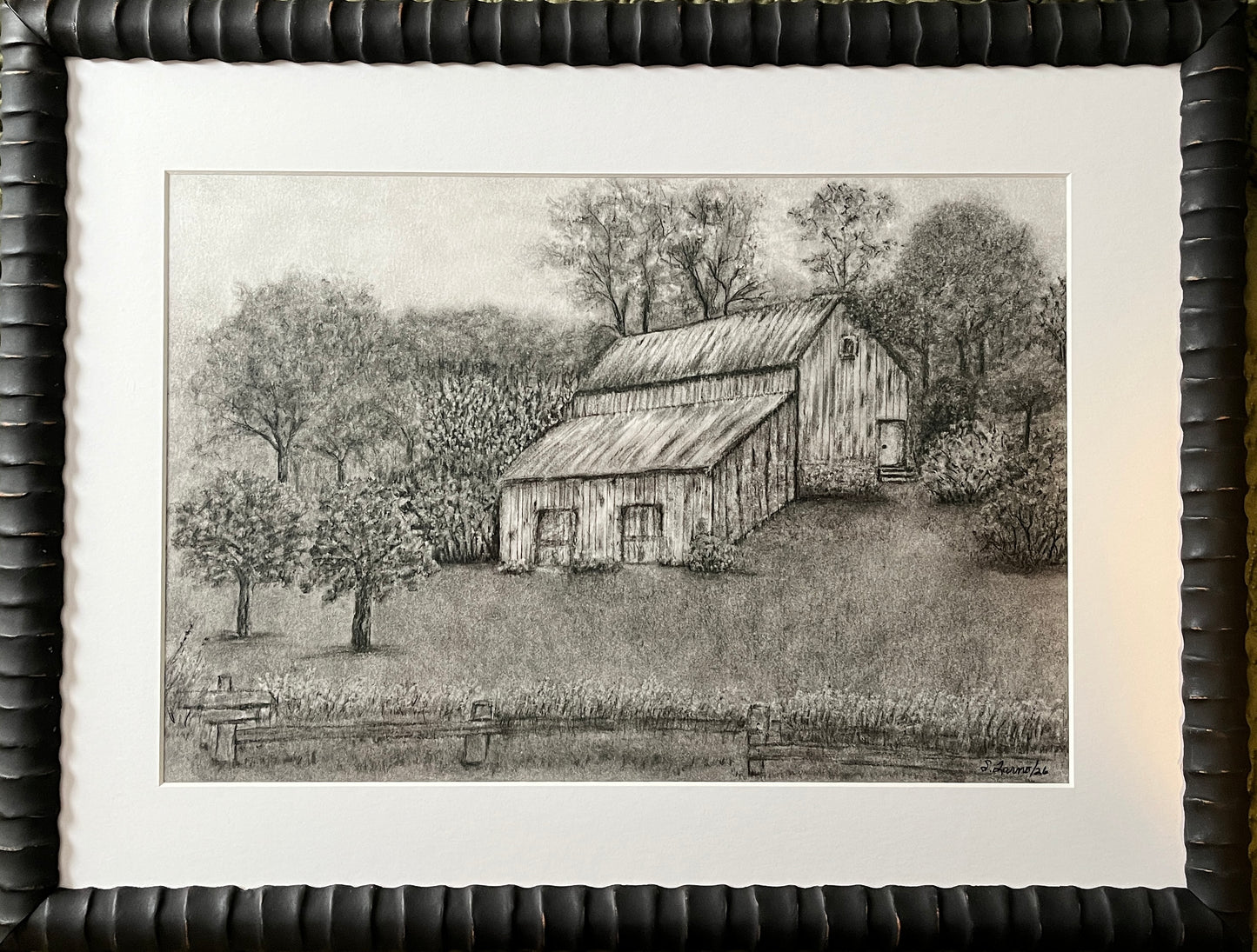 Quiet on the Ridge Original Charcoal Drawing