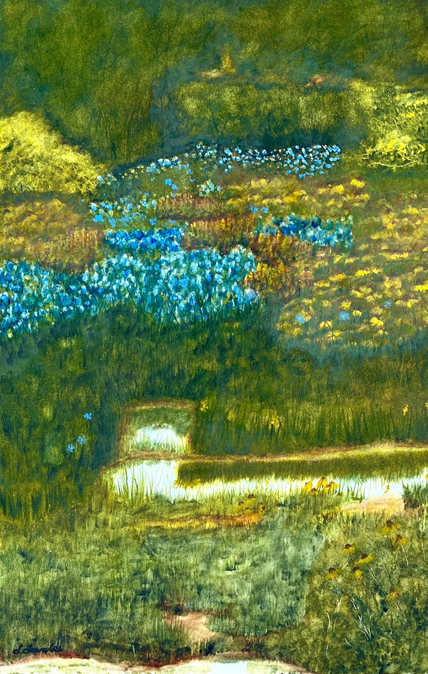 Texas Hill Country Willow City Loop Original Watercolor Painting
