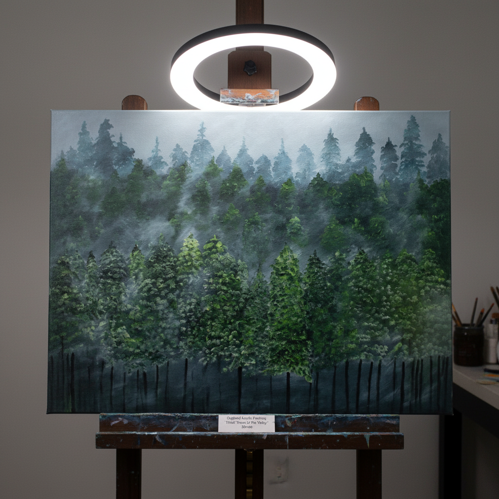 You will be generating high-quality product photos for an online stores product page. The product images should closely match the original products.
      Here is the prompt (IMPORTANT!): """Present a dramatic close-up of the 'Peace In The Valley' painting