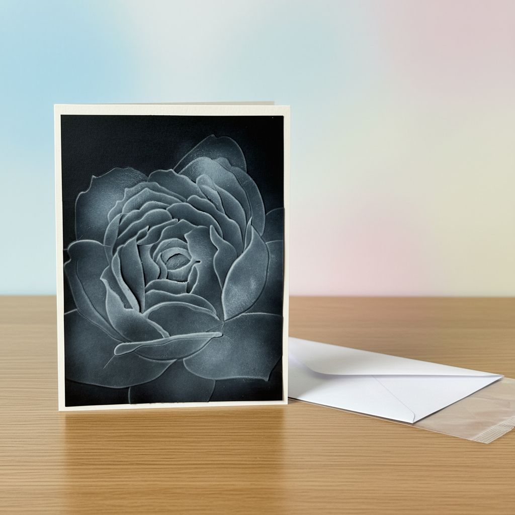 You will be generating high-quality product photos for an online stores product page. The product images should closely match the original products.
      Here is the prompt (IMPORTANT!): """A detailed, studio-focused image of the greeting card standing up